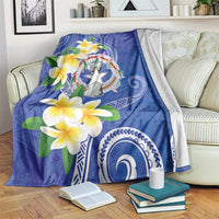 Northern Mariana Islands Chamorro Blanket Plumeria Curves Style Navy Version