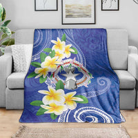 Northern Mariana Islands Chamorro Blanket Plumeria Curves Style Navy Version