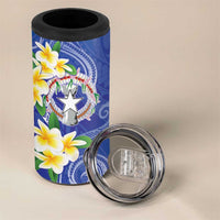 Northern Mariana Islands Chamorro 4 in 1 Can Cooler Tumbler Plumeria Curves Style Navy Version LT05 - Polynesian Pride