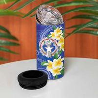 Northern Mariana Islands Chamorro 4 in 1 Can Cooler Tumbler Plumeria Curves Style Navy Version LT05 - Polynesian Pride