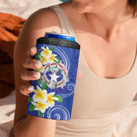 Northern Mariana Islands Chamorro 4 in 1 Can Cooler Tumbler Plumeria Curves Style Navy Version LT05 - Polynesian Pride