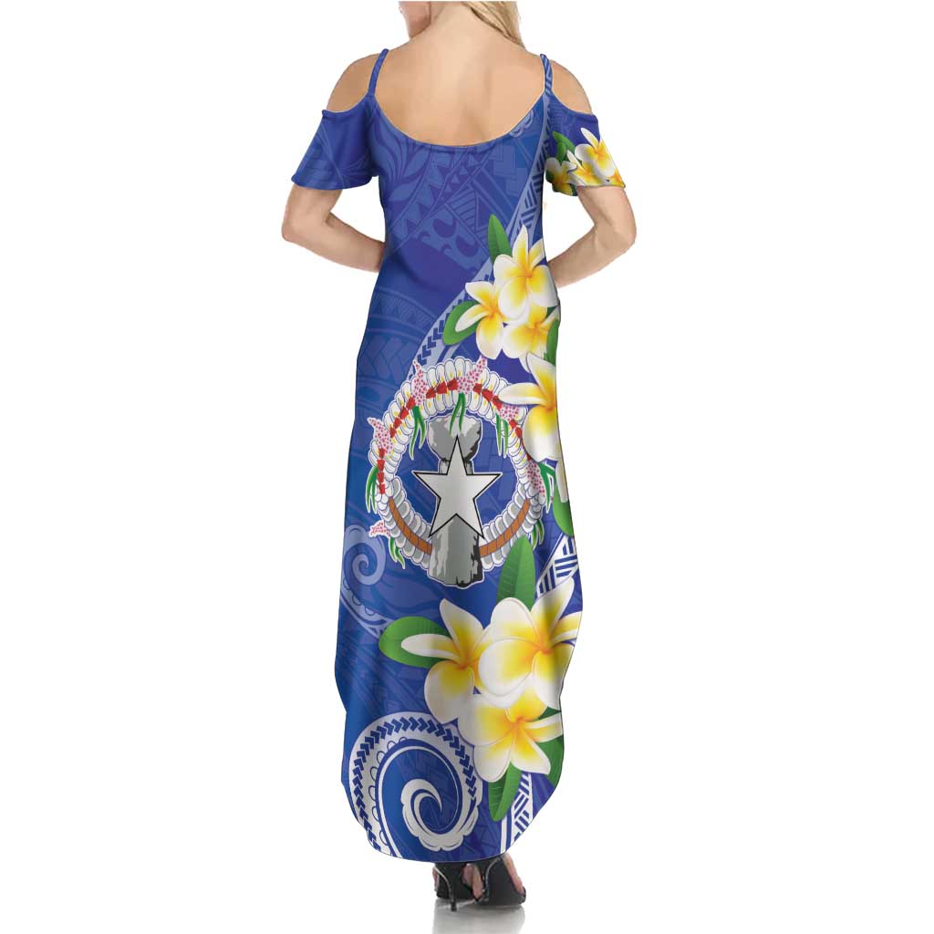 Northern Mariana Islands Chamorro Family Matching Summer Maxi Dress and Hawaiian Shirt Plumeria Curves Style Navy Version
