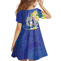 Northern Mariana Islands Chamorro Family Matching Tank Maxi Dress and Hawaiian Shirt Plumeria Curves Style Navy Version LT05 - Polynesian Pride