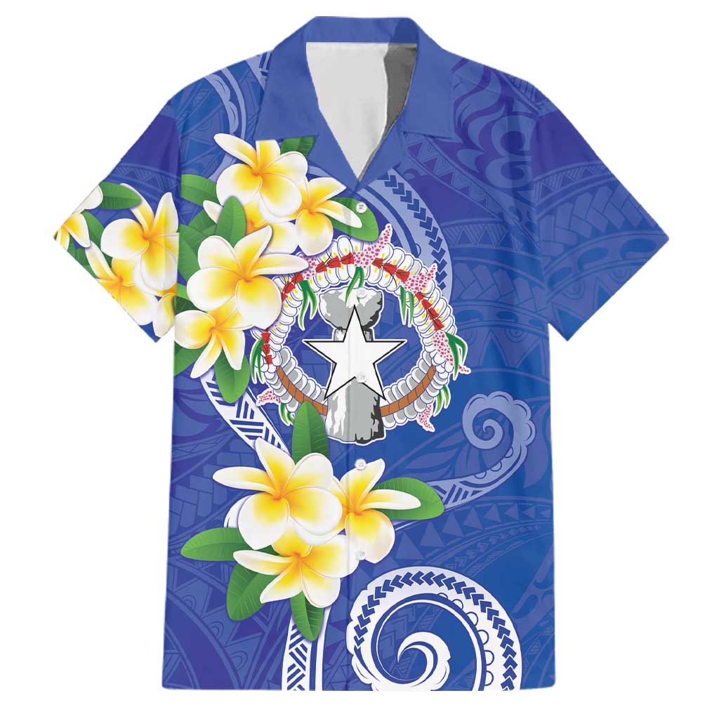 Northern Mariana Islands Chamorro Family Matching Tank Maxi Dress and Hawaiian Shirt Plumeria Curves Style Navy Version LT05 Dad's Shirt - Short Sleeve Navy - Polynesian Pride
