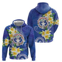 Northern Mariana Islands Chamorro Hoodie Plumeria Curves Style Navy Version LT05 - Polynesian Pride