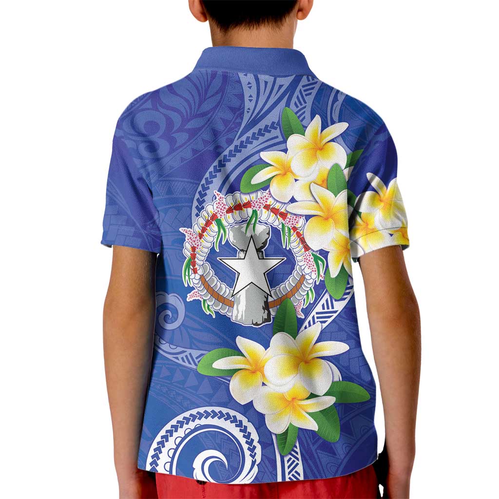 Northern Mariana Islands Chamorro Kid Polo Shirt Plumeria Curves Style Navy Version