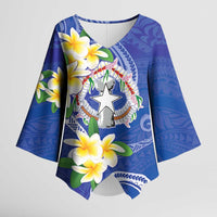 Northern Mariana Islands Chamorro Kimono Sleeve Blouse Plumeria Curves Style Navy Version LT05 Female Navy - Polynesian Pride