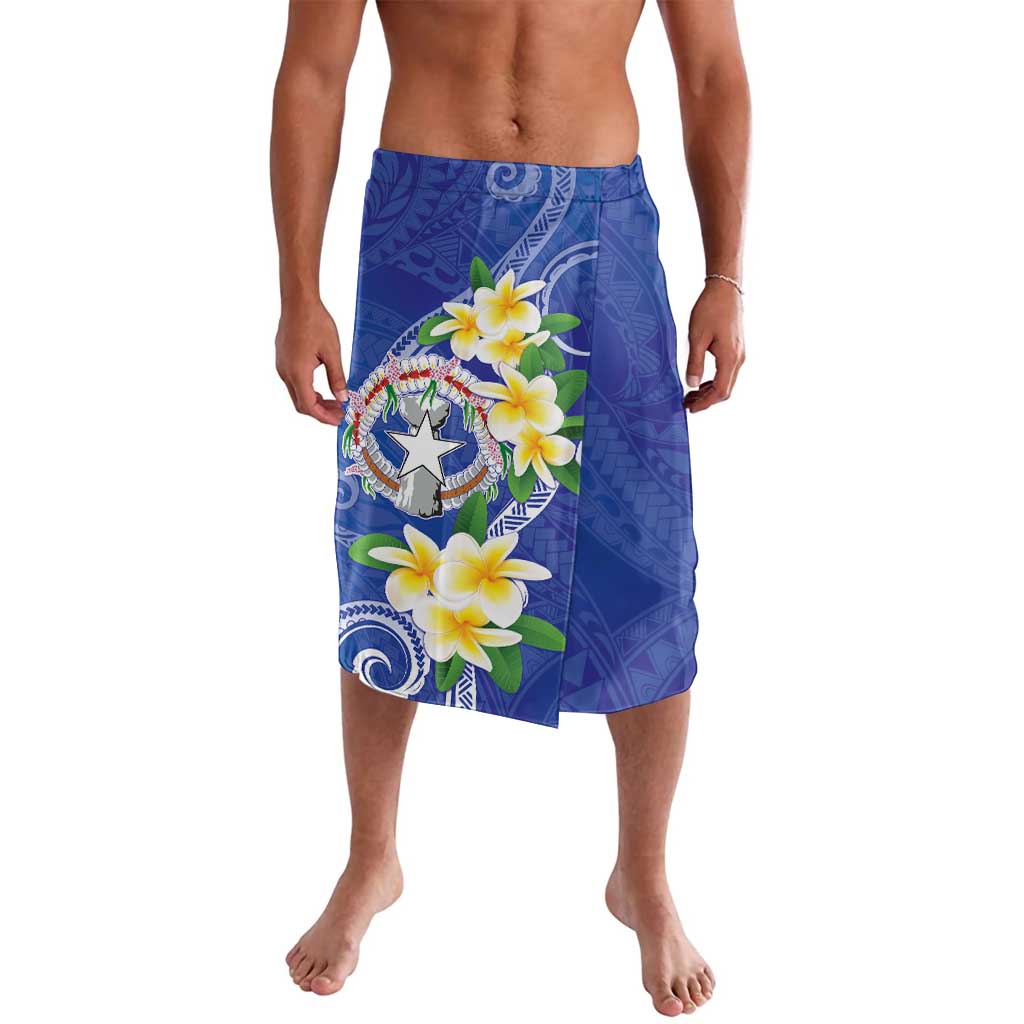 Northern Mariana Islands Chamorro Lavalava Plumeria Curves Style Navy Version