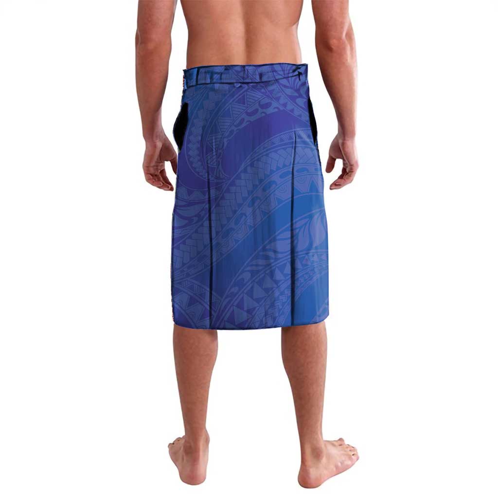 Northern Mariana Islands Chamorro Lavalava Plumeria Curves Style Navy Version