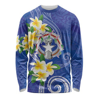 Northern Mariana Islands Chamorro Long Sleeve Shirt Plumeria Curves Style Navy Version