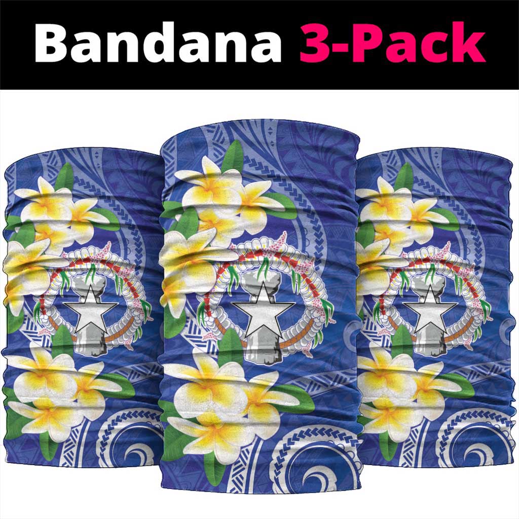 Northern Mariana Islands Chamorro Neck Gaiter Plumeria Curves Style Navy Version
