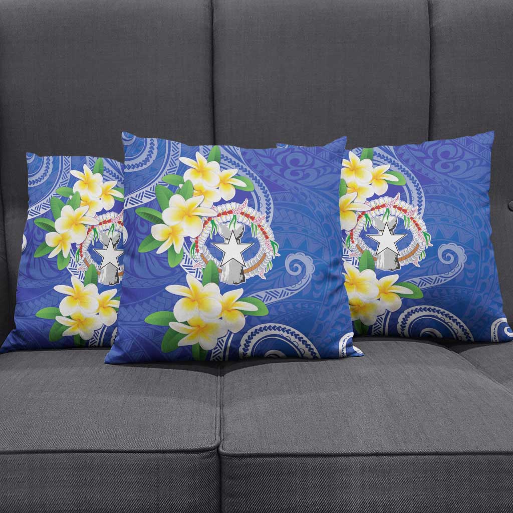 Northern Mariana Islands Chamorro Pillow Cover Plumeria Curves Style Navy Version LT05 - Polynesian Pride