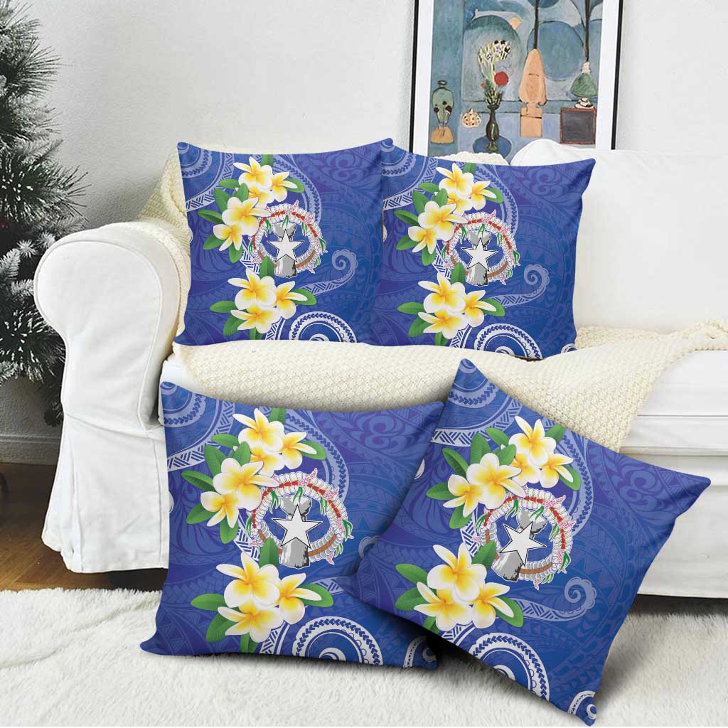 Northern Mariana Islands Chamorro Pillow Cover Plumeria Curves Style Navy Version LT05 - Polynesian Pride