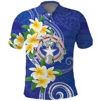 Northern Mariana Islands Chamorro Polo Shirt Plumeria Curves Style Navy Version LT05 Navy - Polynesian Pride