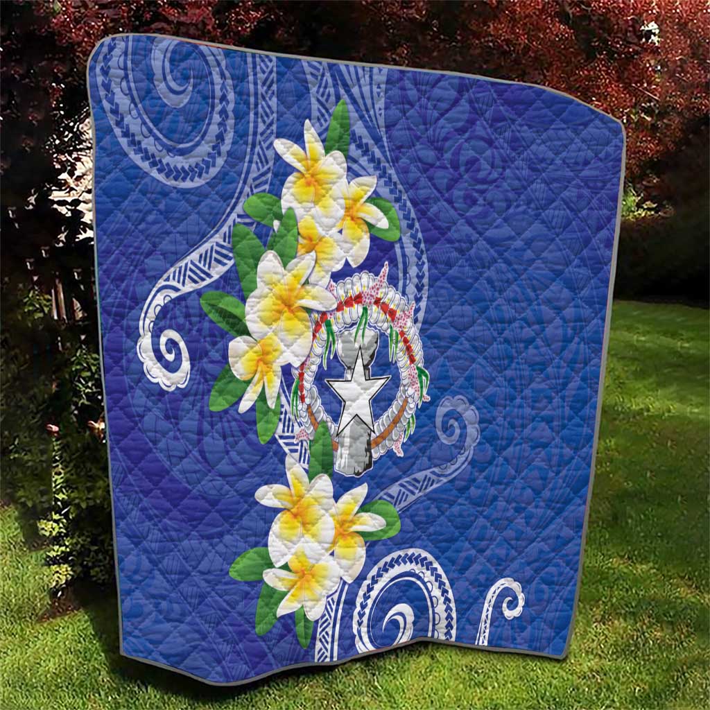 Northern Mariana Islands Chamorro Quilt Plumeria Curves Style Navy Version