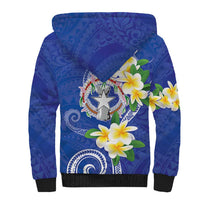 Northern Mariana Islands Chamorro Sherpa Hoodie Plumeria Curves Style Navy Version