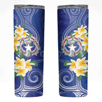 Northern Mariana Islands Chamorro Skinny Tumbler Plumeria Curves Style Navy Version LT05 Navy - Polynesian Pride