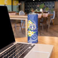 Northern Mariana Islands Chamorro Skinny Tumbler Plumeria Curves Style Navy Version LT05 - Polynesian Pride