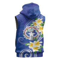 Northern Mariana Islands Chamorro Sleeveless Zip Hoodie Plumeria Curves Style Navy Version