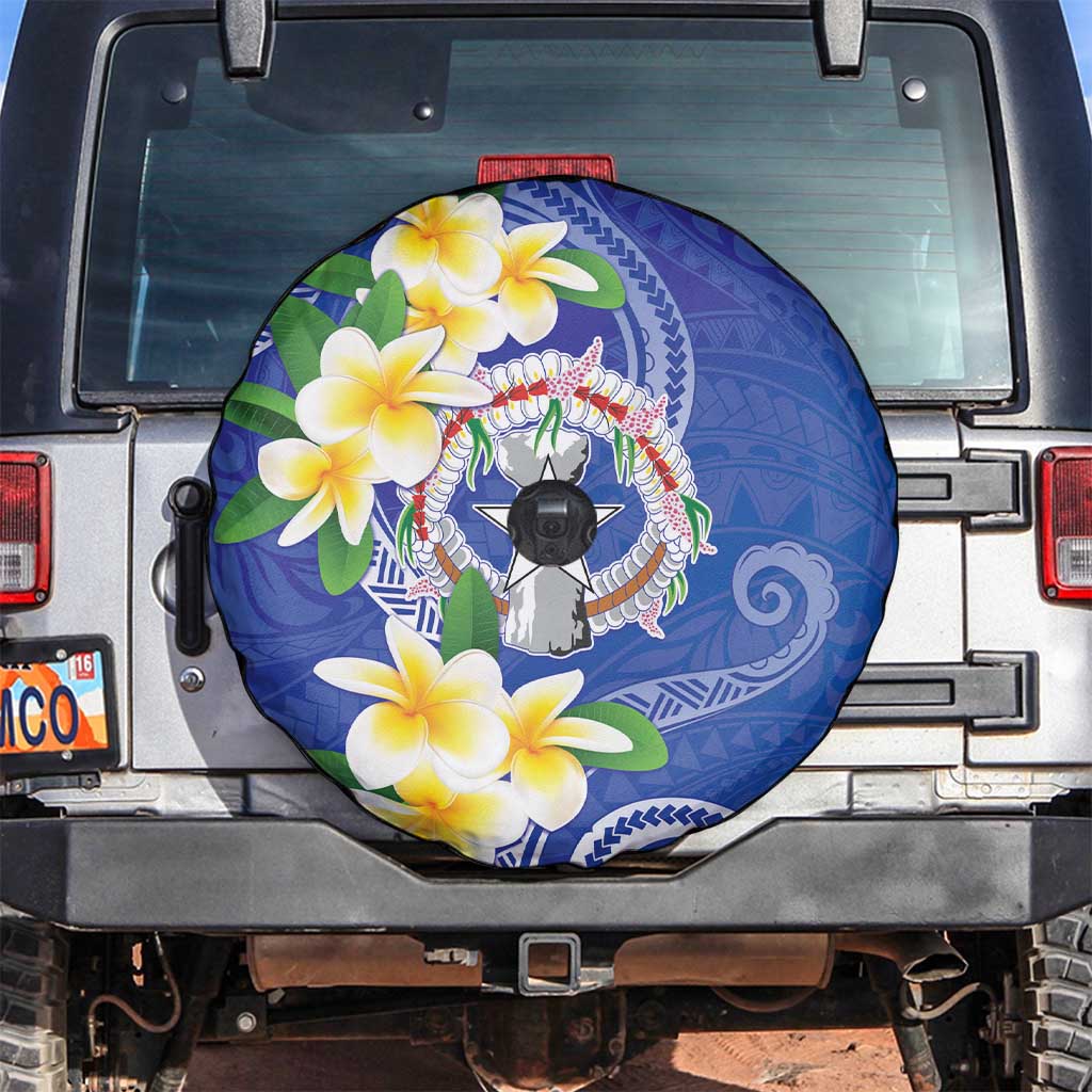 Northern Mariana Islands Chamorro Spare Tire Cover Plumeria Curves Style Navy Version