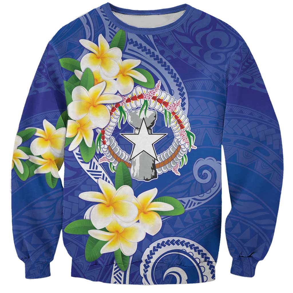 Northern Mariana Islands Chamorro Sweatshirt Plumeria Curves Style Navy Version