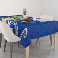 Northern Mariana Islands Chamorro Tablecloth Plumeria Curves Style Navy Version