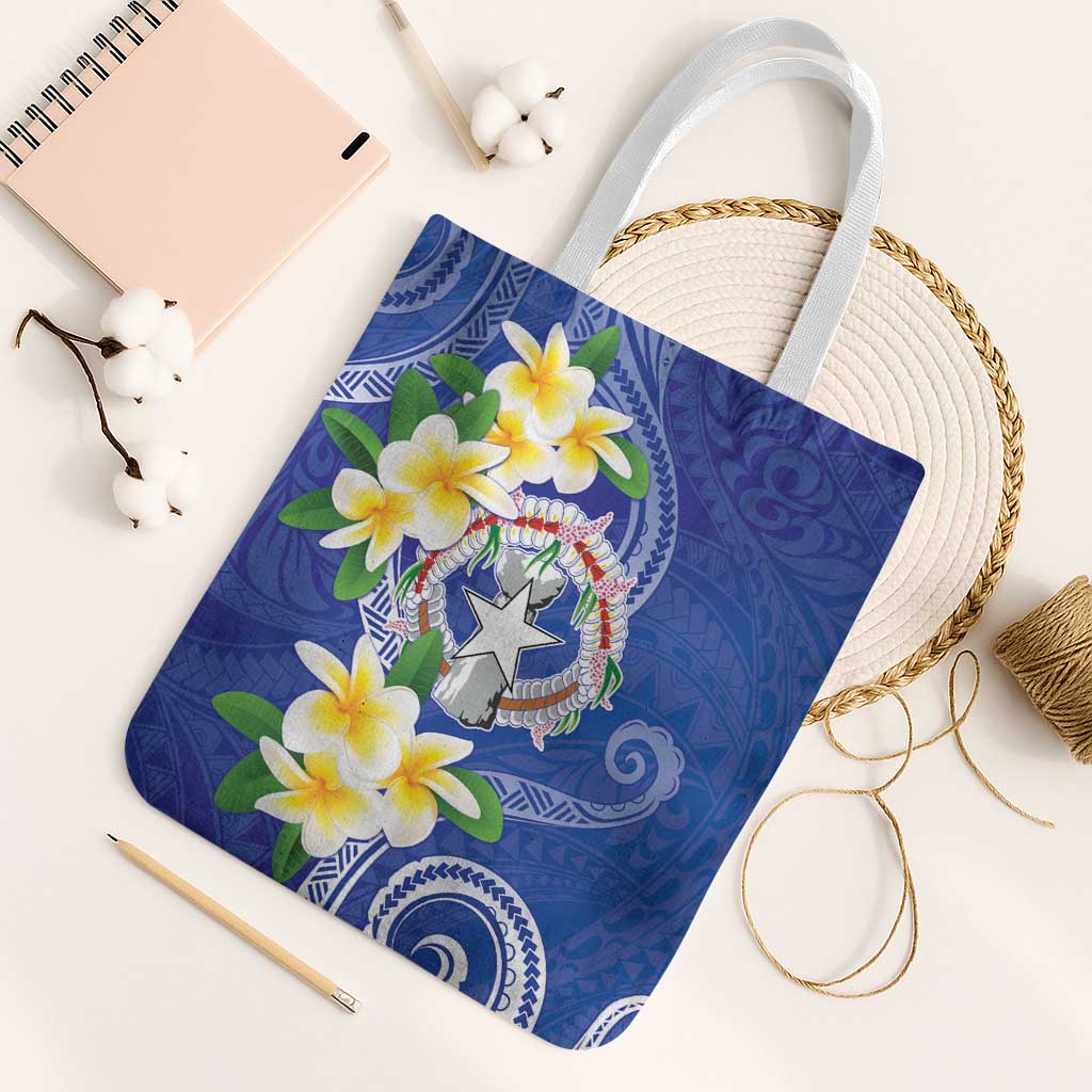 Northern Mariana Islands Chamorro Tote Bag Plumeria Curves Style Navy Version LT05 White Strap One Size Navy - Polynesian Pride