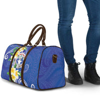 Northern Mariana Islands Chamorro Travel Bag Plumeria Curves Style Navy Version