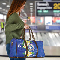 Northern Mariana Islands Chamorro Travel Bag Plumeria Curves Style Navy Version