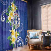 Northern Mariana Islands Chamorro Window Curtain Plumeria Curves Style Navy Version