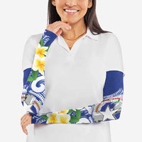 Northern Mariana Islands Arm Sleeves Polynesian Pattern With Frangipani