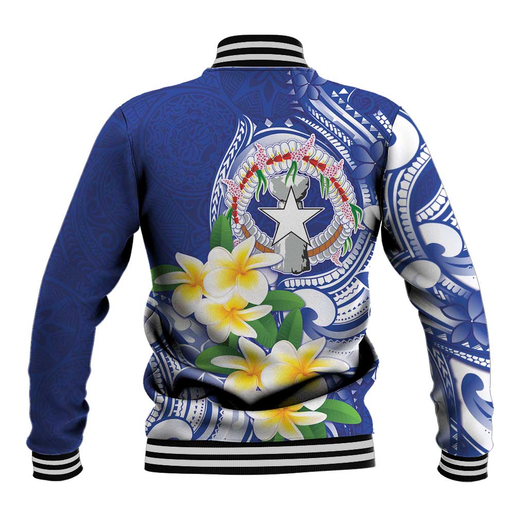 Northern Mariana Islands Baseball Jacket Polynesian Pattern With Frangipani