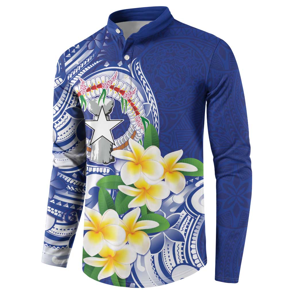 Northern Mariana Islands Button Sweatshirt Polynesian Pattern With Frangipani