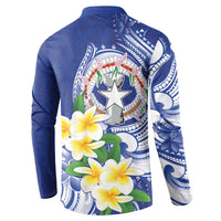 Northern Mariana Islands Button Sweatshirt Polynesian Pattern With Frangipani