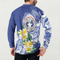 Northern Mariana Islands Button Sweatshirt Polynesian Pattern With Frangipani