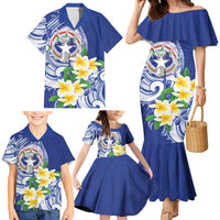 Northern Mariana Islands Family Matching Mermaid Dress and Hawaiian Shirt Polynesian Pattern With Frangipani