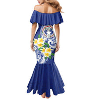Northern Mariana Islands Family Matching Mermaid Dress and Hawaiian Shirt Polynesian Pattern With Frangipani