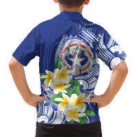Northern Mariana Islands Family Matching Off Shoulder Short Dress and Hawaiian Shirt Polynesian Pattern With Frangipani