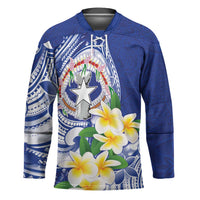 Northern Mariana Islands Hockey Jersey Polynesian Pattern With Frangipani