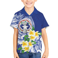 Northern Mariana Islands Kid Hawaiian Shirt Polynesian Pattern With Frangipani