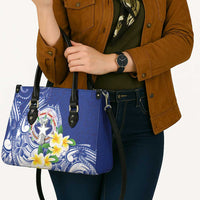 Northern Mariana Islands Leather Bag Polynesian Pattern With Frangipani