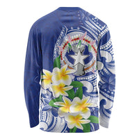 Northern Mariana Islands Long Sleeve Shirt Polynesian Pattern With Frangipani