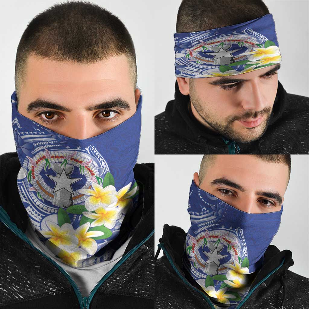 Northern Mariana Islands Neck Gaiter Polynesian Pattern With Frangipani
