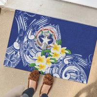 Northern Mariana Islands Rubber Doormat Polynesian Pattern With Frangipani