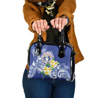Northern Mariana Islands Shoulder Handbag Polynesian Pattern With Frangipani
