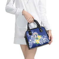 Northern Mariana Islands Shoulder Handbag Polynesian Pattern With Frangipani