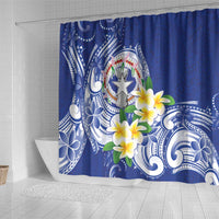 Northern Mariana Islands Shower Curtain Polynesian Pattern With Frangipani