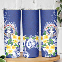 Northern Mariana Islands Skinny Tumbler Polynesian Pattern With Frangipani