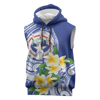 Northern Mariana Islands Sleeveless Hoodie Polynesian Pattern With Frangipani