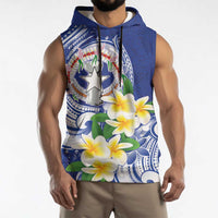 Northern Mariana Islands Sleeveless Hoodie Polynesian Pattern With Frangipani
